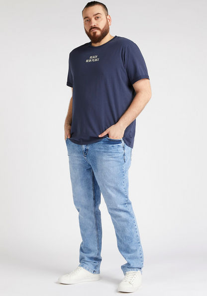 Embroidered T-shirt with Crew Neck and Short Sleeves