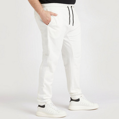 Solid Mid-Rise Joggers with Elasticated Drawstring Waist