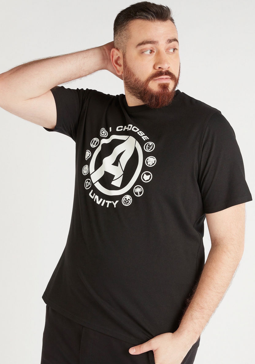 Avengers Print Crew Neck T-shirt with Short Sleeves-T Shirts-image-4