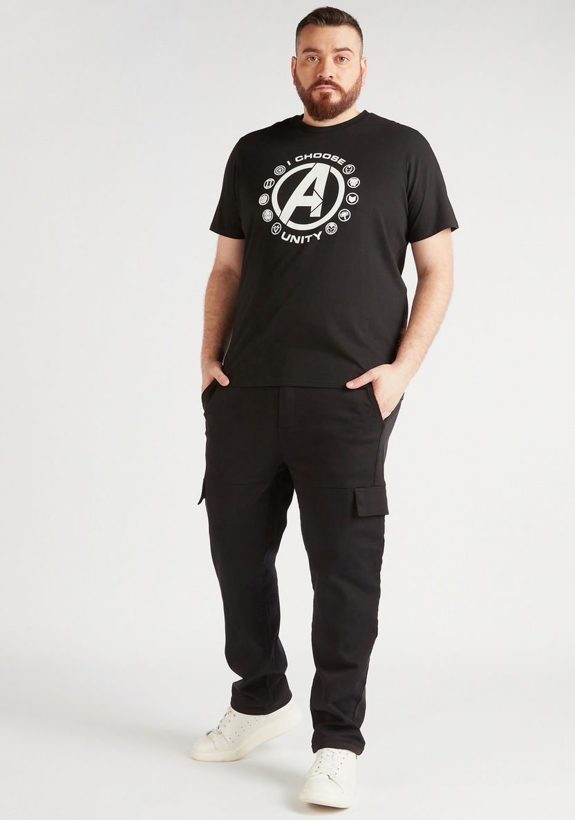 Avengers Print Crew Neck T-shirt with Short Sleeves-T Shirts-image-5