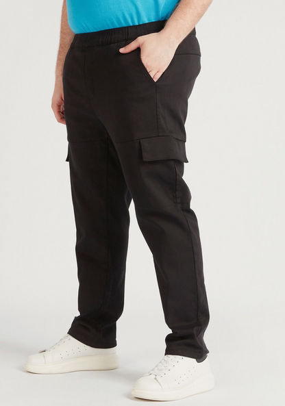 Solid Cargo Pants with Elasticated Waistband and Pockets