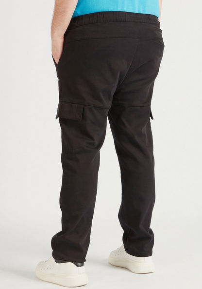 Solid Cargo Pants with Elasticated Waistband and Pockets
