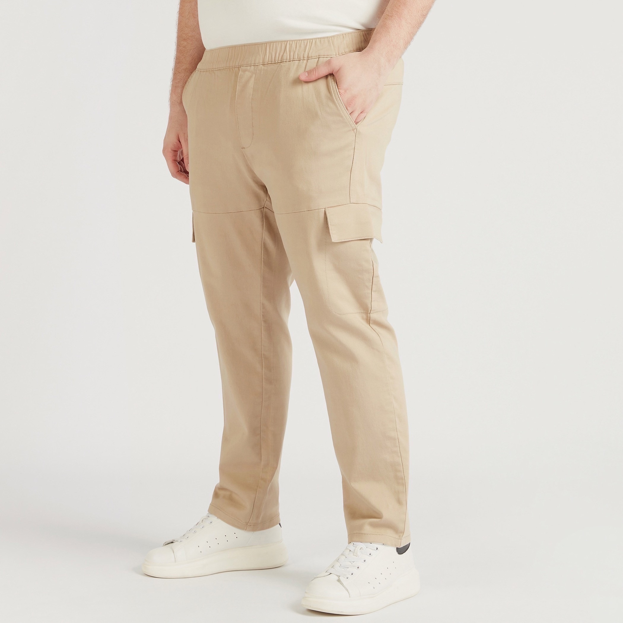 Solid Cargo Pants with Elasticated Waistband and Pockets-men-clothing-trousersandchinos-trousers-image-1