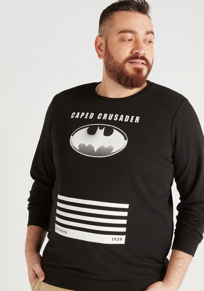 Batman Print Crew Neck Sweatshirt with Long Sleeves