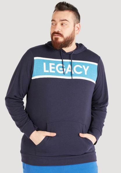 Typographic Print Hooded Sweatshirt with Long Sleeves
