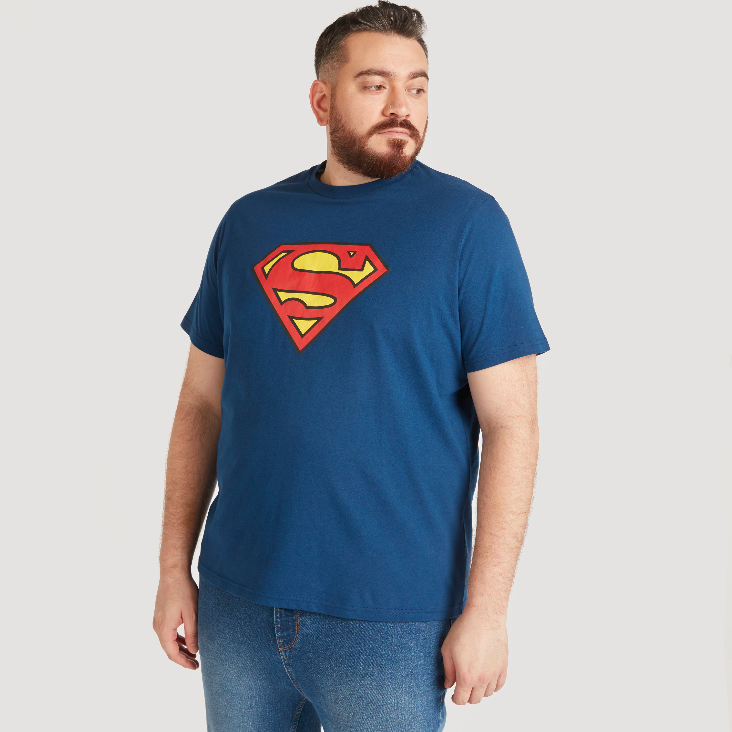 تيشيرت بطبعات سوبرمان وأكمام قصيرة وياقة ضيقة-men-clothing-tshirtsandpolos-tshirts-image-3