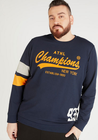 Typographic Print Crew Neck Sweatshirt with Long Sleeves-Hoodies & Sweatshirts-image-0