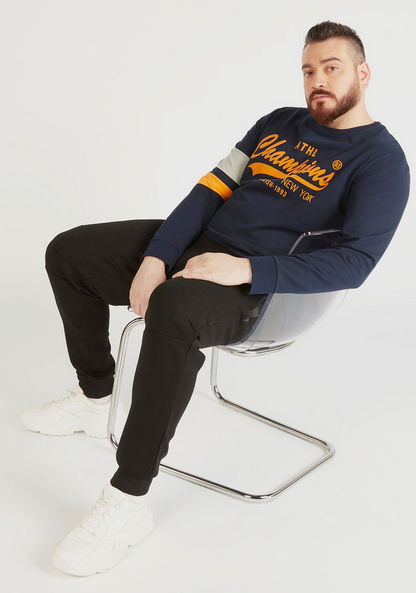 Typographic Print Crew Neck Sweatshirt with Long Sleeves-Hoodies & Sweatshirts-image-1