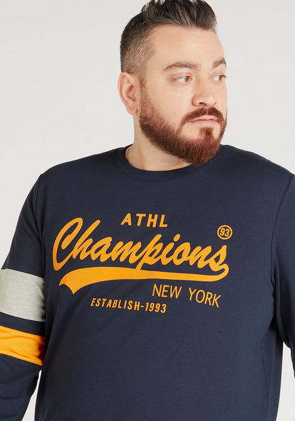 Typographic Print Crew Neck Sweatshirt with Long Sleeves-Hoodies & Sweatshirts-image-4