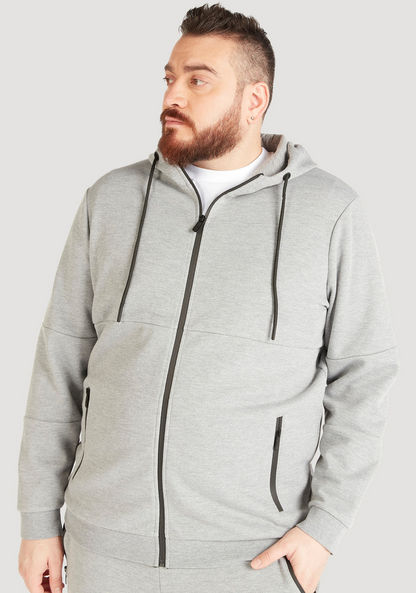 Solid Zip Through Hoodie with Long Sleeves and Pockets-Hoodies & Sweatshirts-image-0