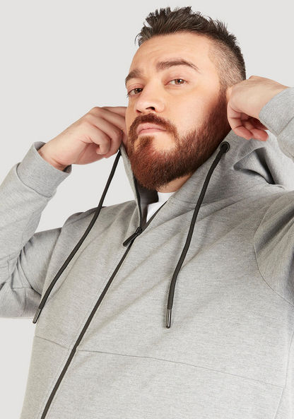 Solid Zip Through Hoodie with Long Sleeves and Pockets-Hoodies & Sweatshirts-image-4