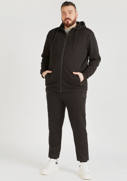 Solid Zip Through Hoodie with Long Sleeves and Pockets-Hoodies & Sweatshirts-image-1