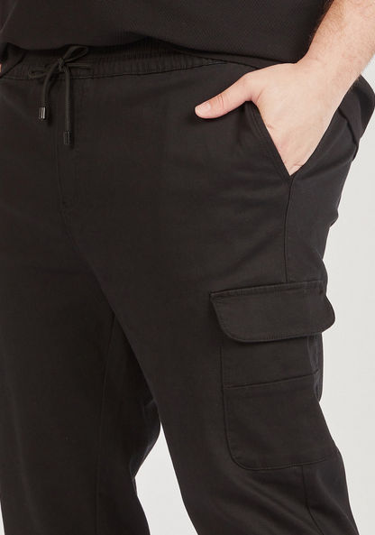 Solid Cargo Pants with Drawstring Closure and Pockets-Pants-image-2