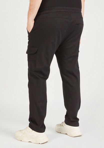 Solid Cargo Pants with Drawstring Closure and Pockets-Pants-image-3