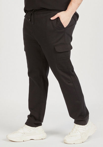 Solid Cargo Pants with Drawstring Closure and Pockets-Pants-image-4