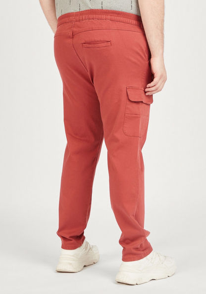 Solid Cargo Pants with Drawstring Closure and Pockets-Pants-image-3