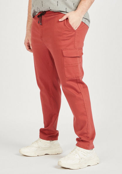 Solid Cargo Pants with Drawstring Closure and Pockets-Pants-image-4