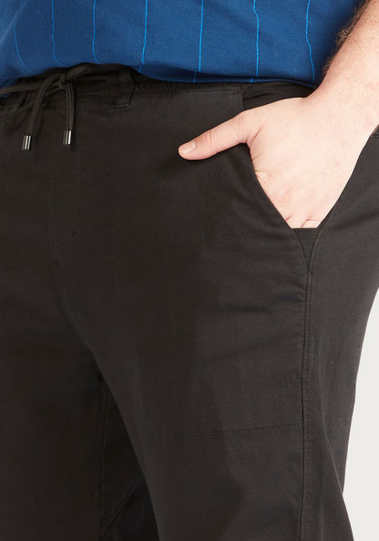 Solid Mid-Rise Joggers with Drawstring Closure and Pockets-Joggers-image-2