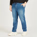 Solid Denim Jeans with Drawstring Closure and Pockets-Jeans-thumbnail-0