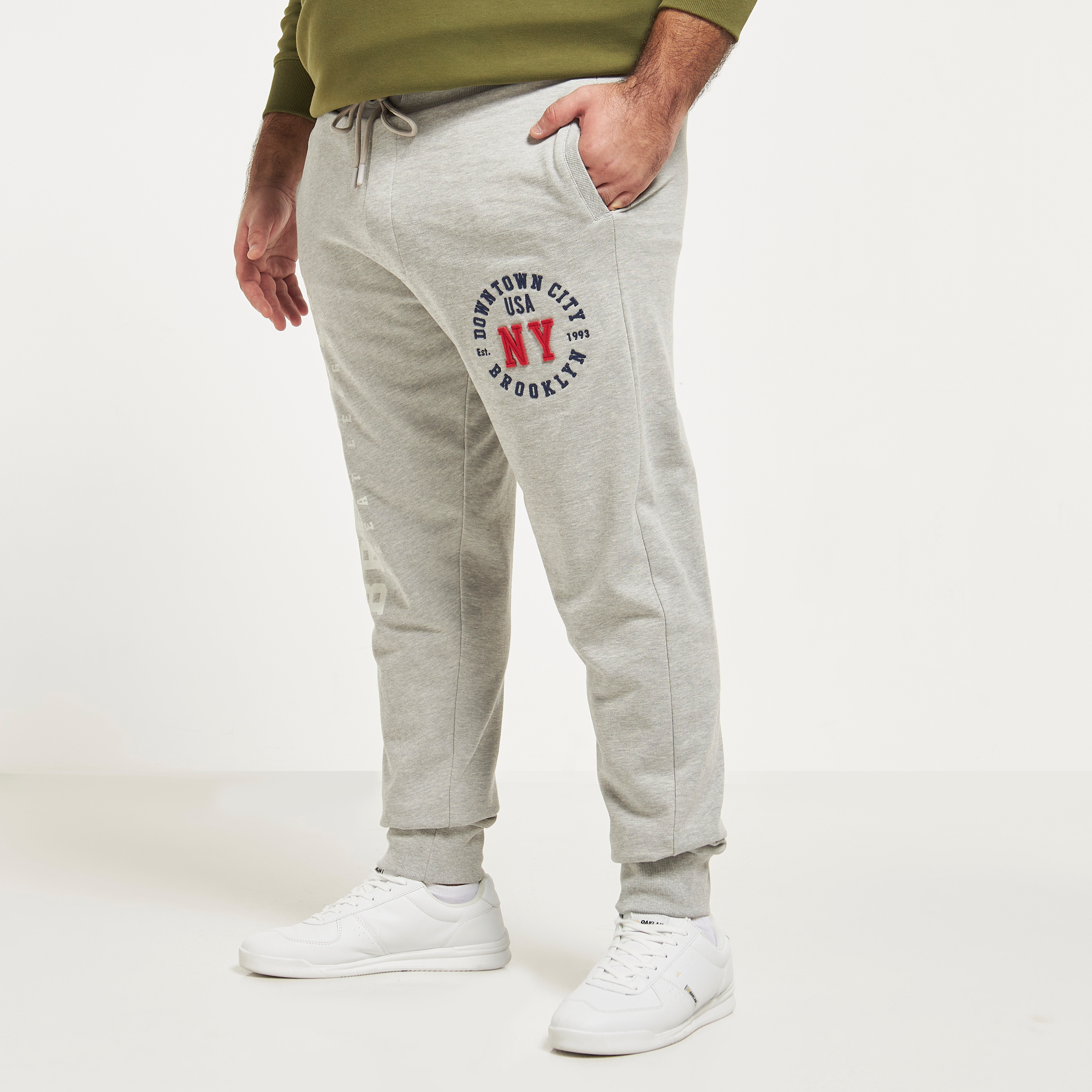 Buy Men s Plus Size Typographic Detail Full Length Joggers with