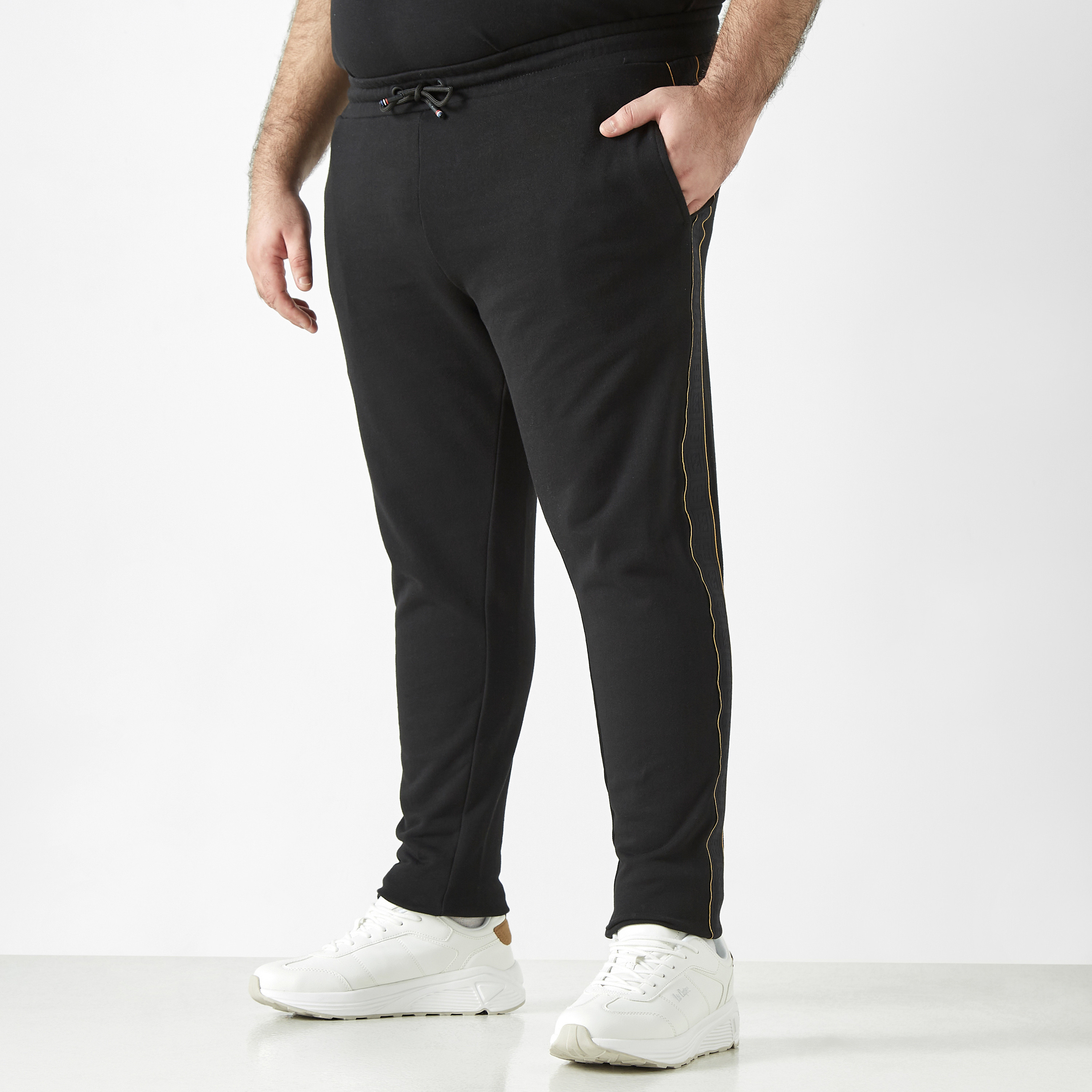 Plus Size Solid Banda Joggers with Drawstring Closure and Pockets-men-clothing-bottoms-joggers-image-1