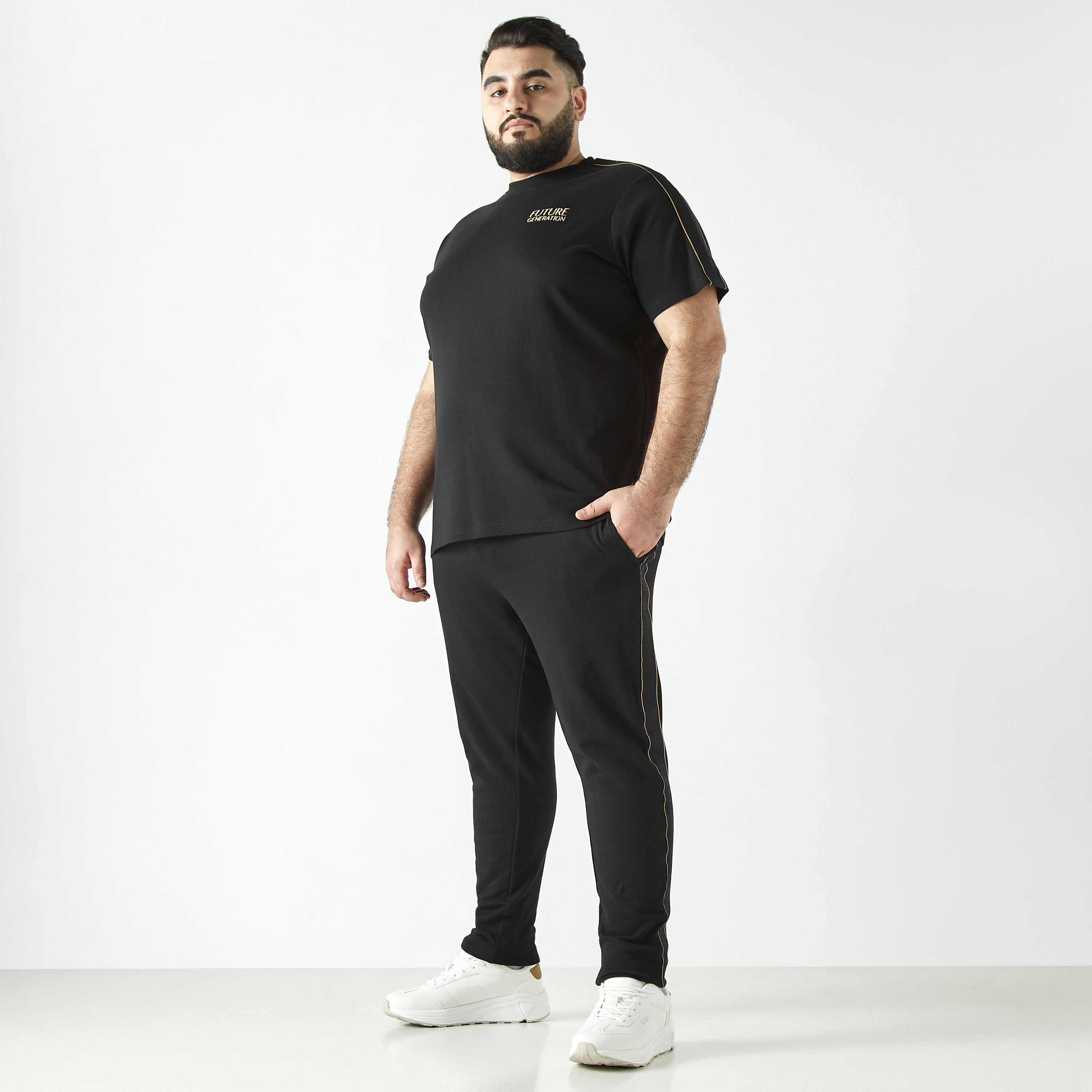 Plus Size Solid Banda Joggers with Drawstring Closure and Pockets-men-clothing-bottoms-joggers-image-2