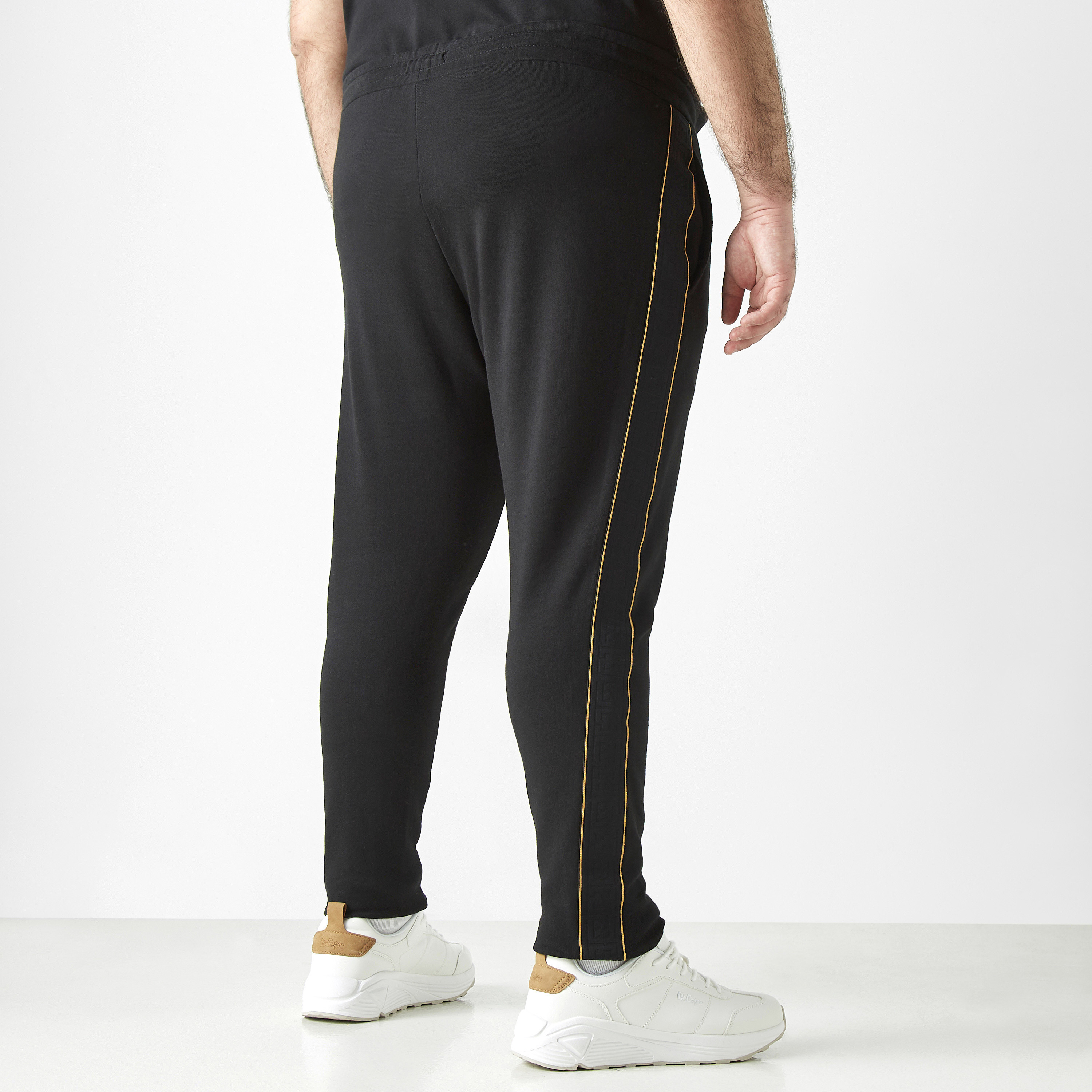 Plus Size Solid Banda Joggers with Drawstring Closure and Pockets-men-clothing-bottoms-joggers-image-3