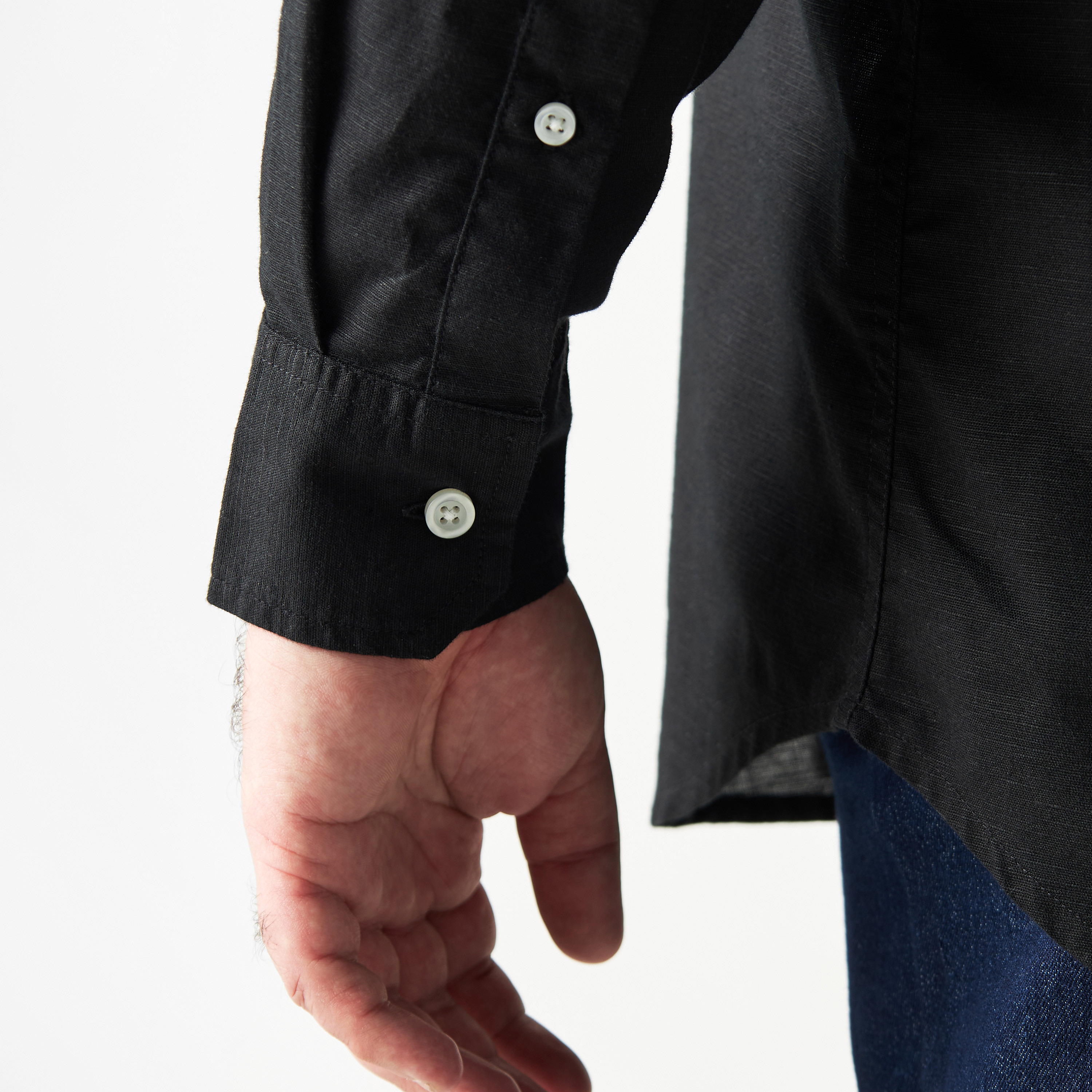 Plus Size Solid Button Up Shirt with Long Sleeves with Chest Pocket-men-clothing-shirts-image-5
