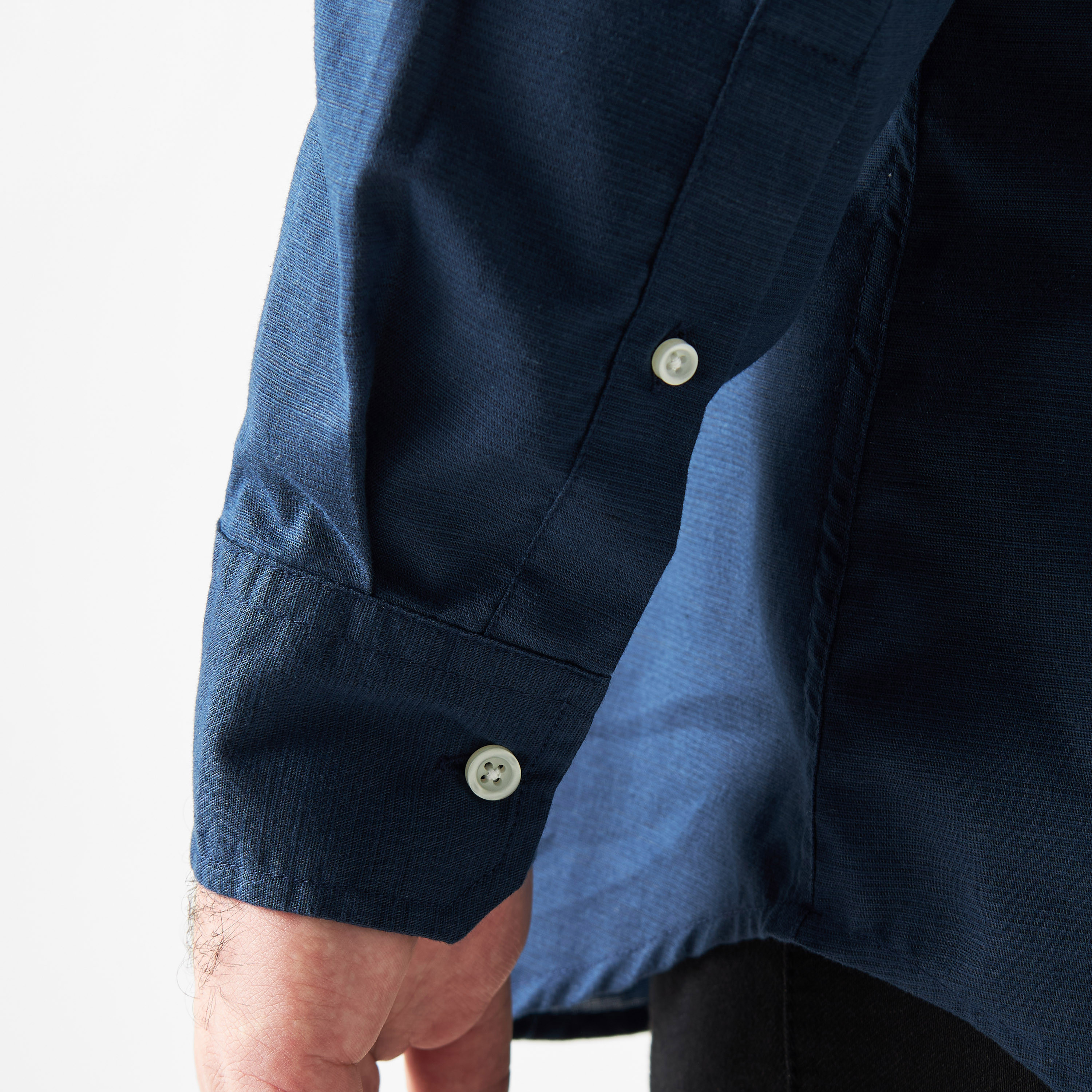 Plus Size Solid Button Up Shirt with Long Sleeves with Chest Pocket-men-clothing-shirts-image-10