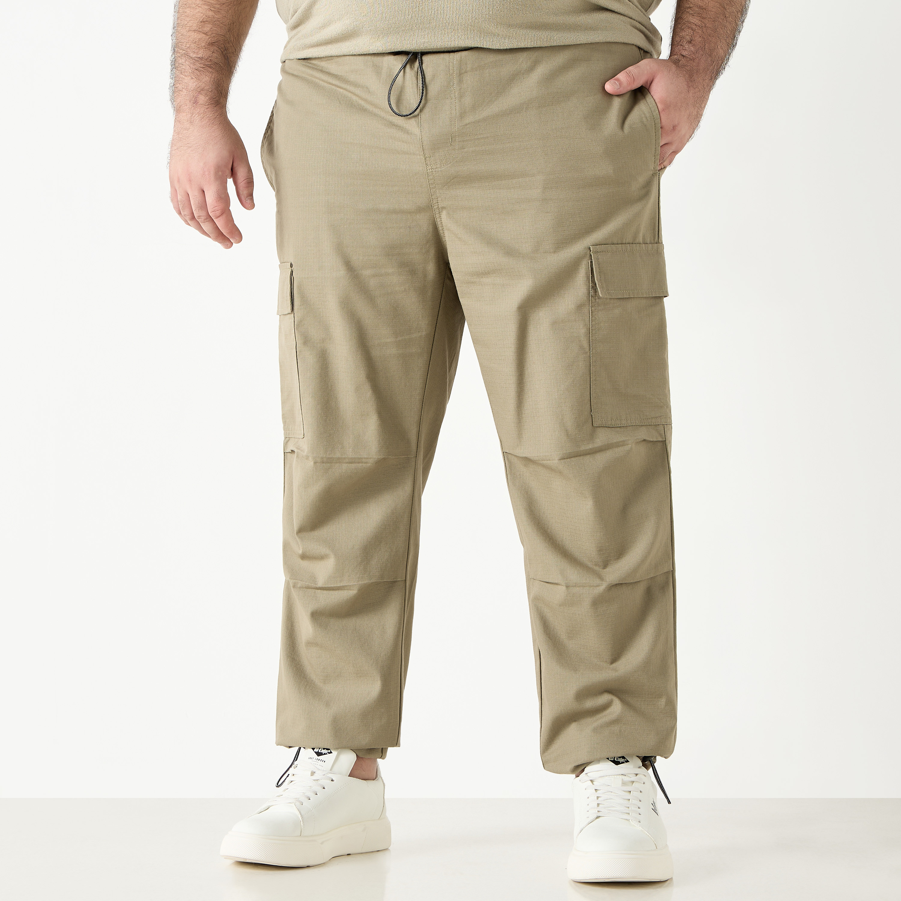 Plus Size Pants with Drawstring Waist and Pockets-men-clothing-bottoms-joggers-image-1