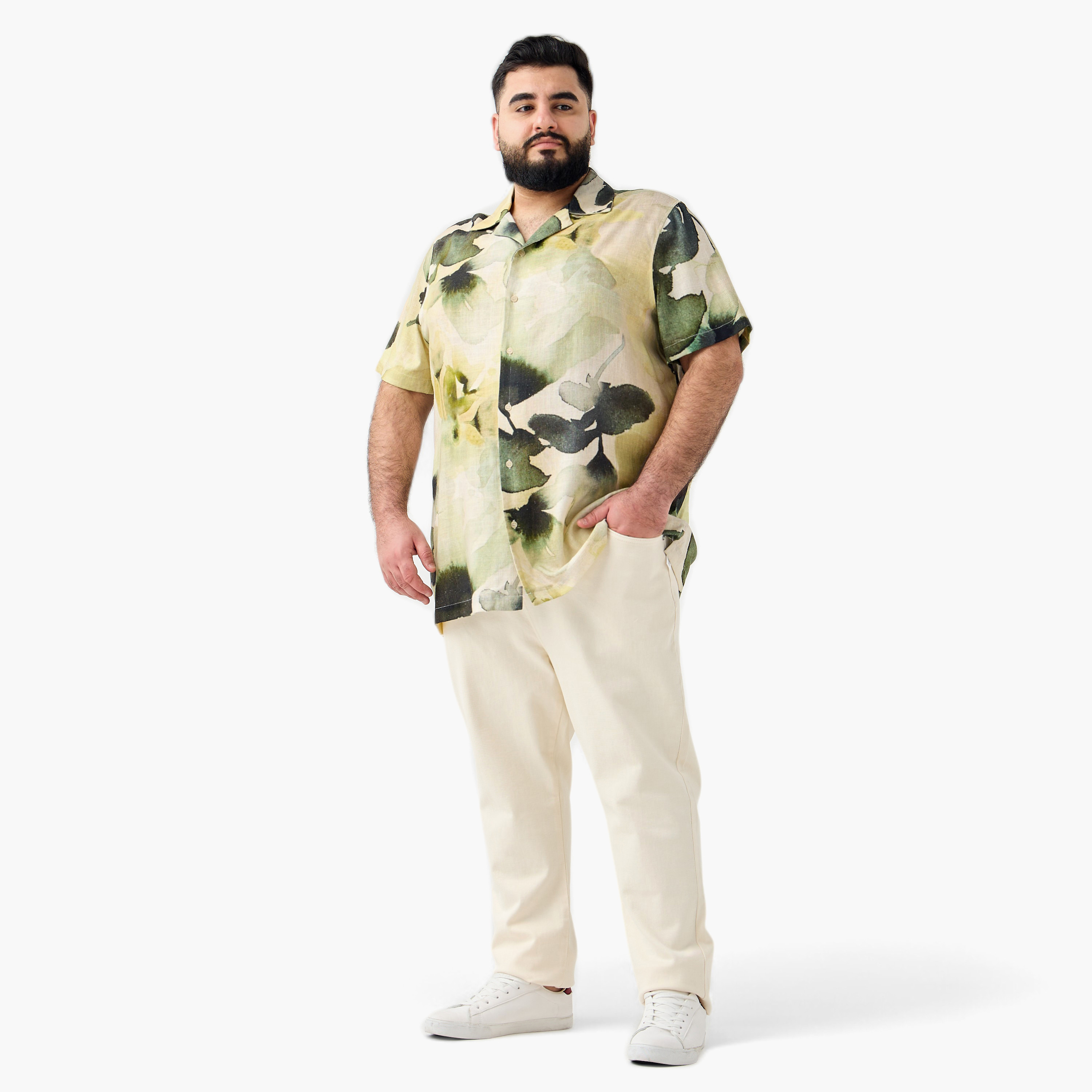 Plus Size Regular Fit Printed Shirt with Short Sleeves-men-clothing-shirts-image-2