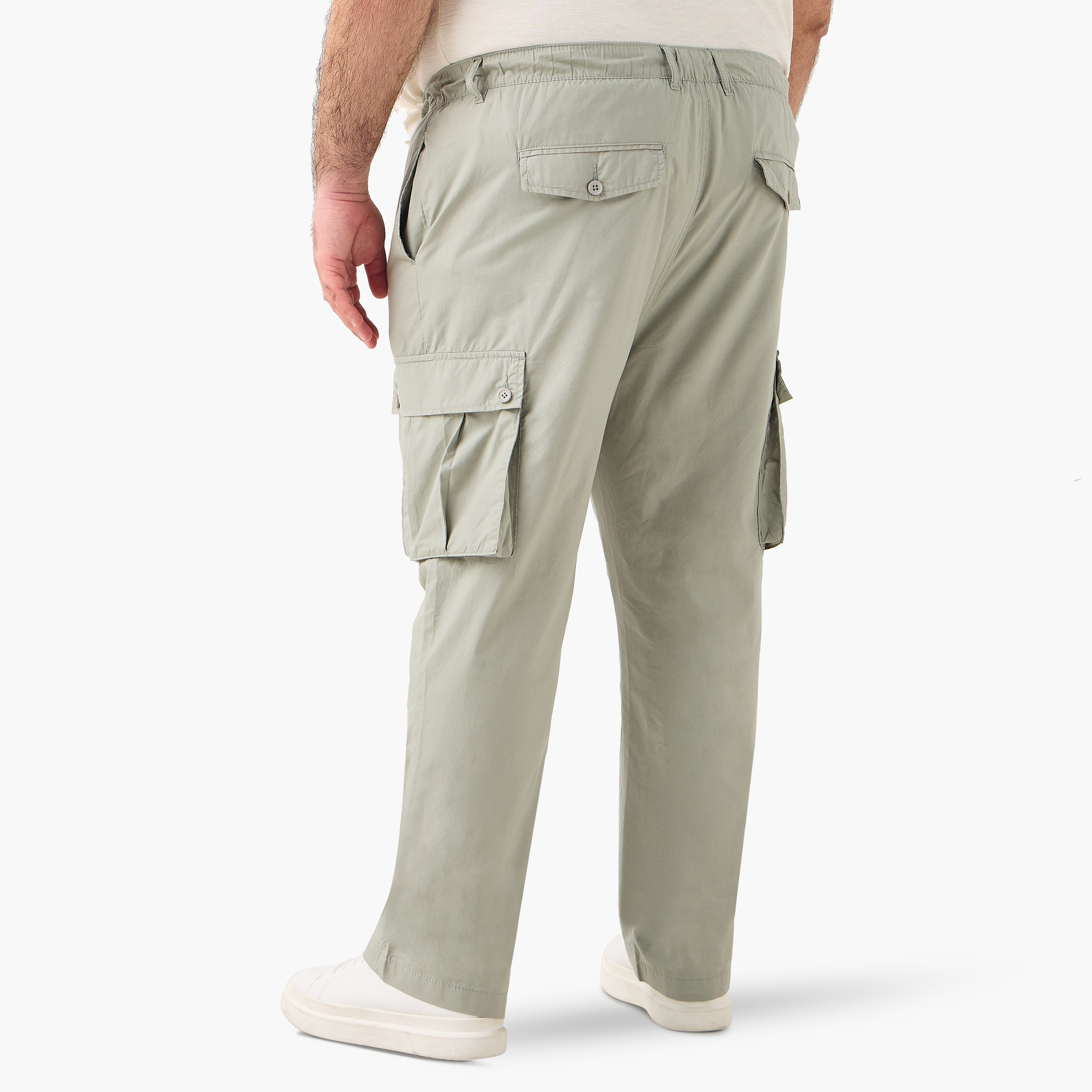 Plus Size Regular Fit Cargo Pants with Button Closure and Pockets-men-clothing-trousersandchinos-trousers-image-8