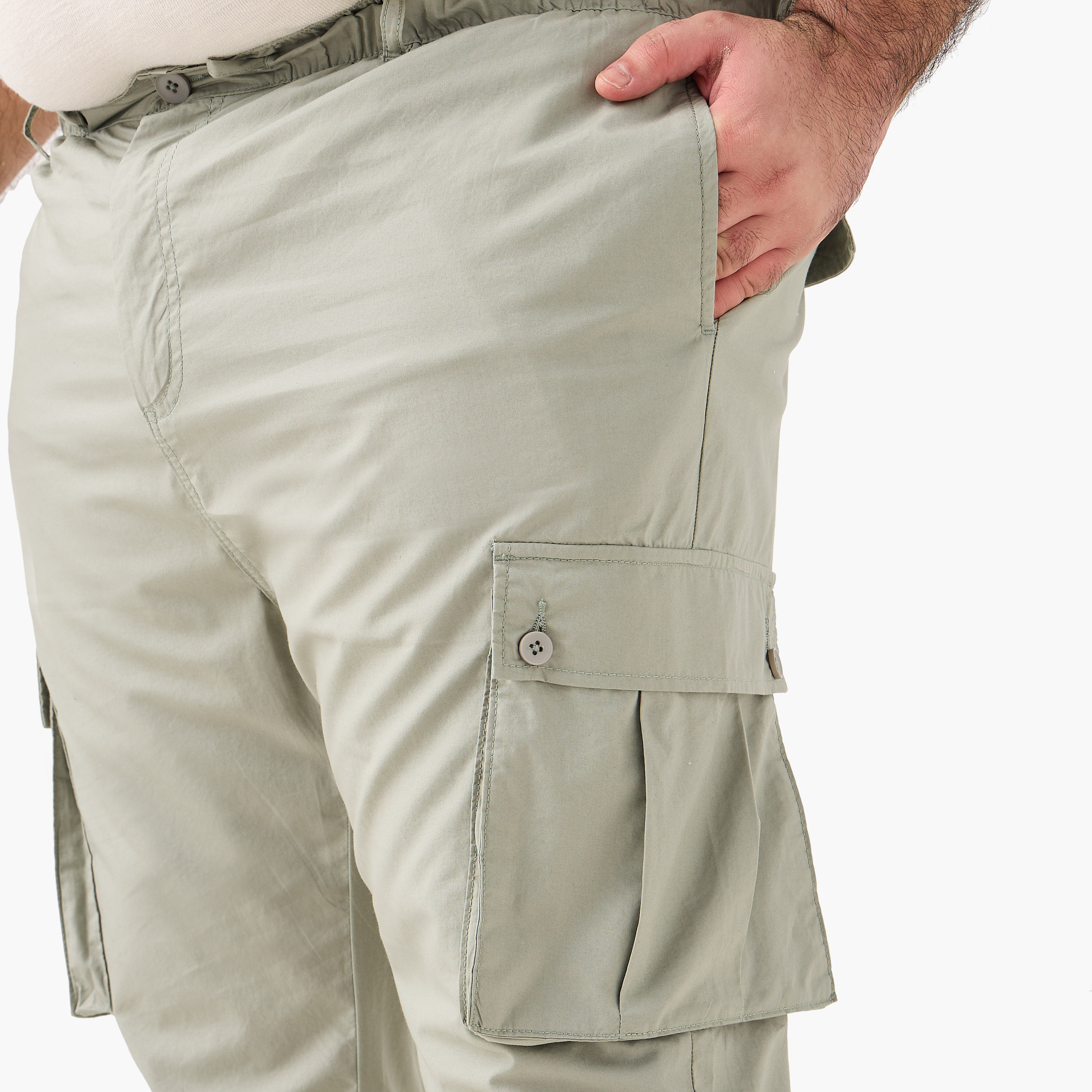 Plus Size Regular Fit Cargo Pants with Button Closure and Pockets-men-clothing-trousersandchinos-trousers-image-9