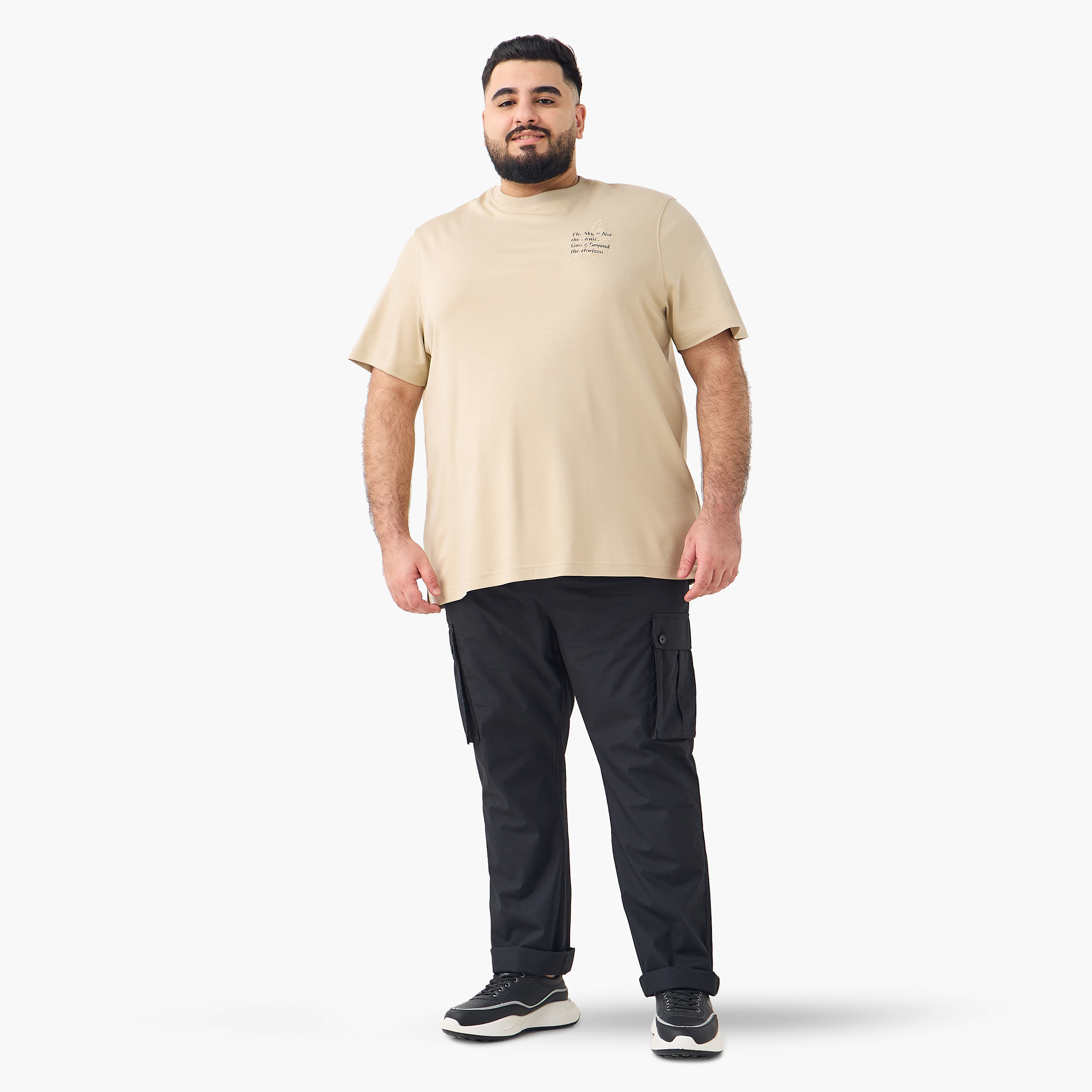 Plus Size Regular Fit Cargo Pants with Button Closure and Pockets-men-clothing-trousersandchinos-trousers-image-2