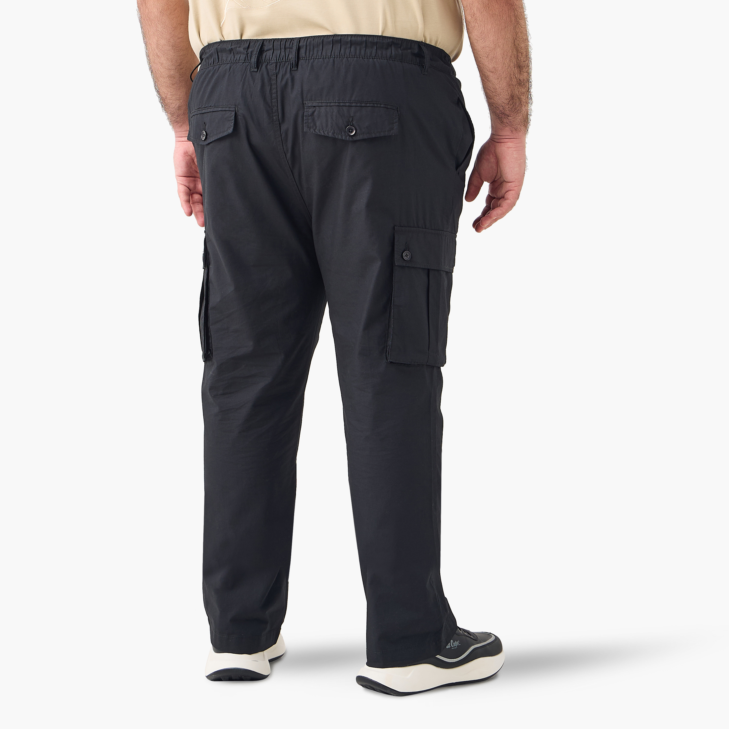 Plus Size Regular Fit Cargo Pants with Button Closure and Pockets-men-clothing-trousersandchinos-trousers-image-3