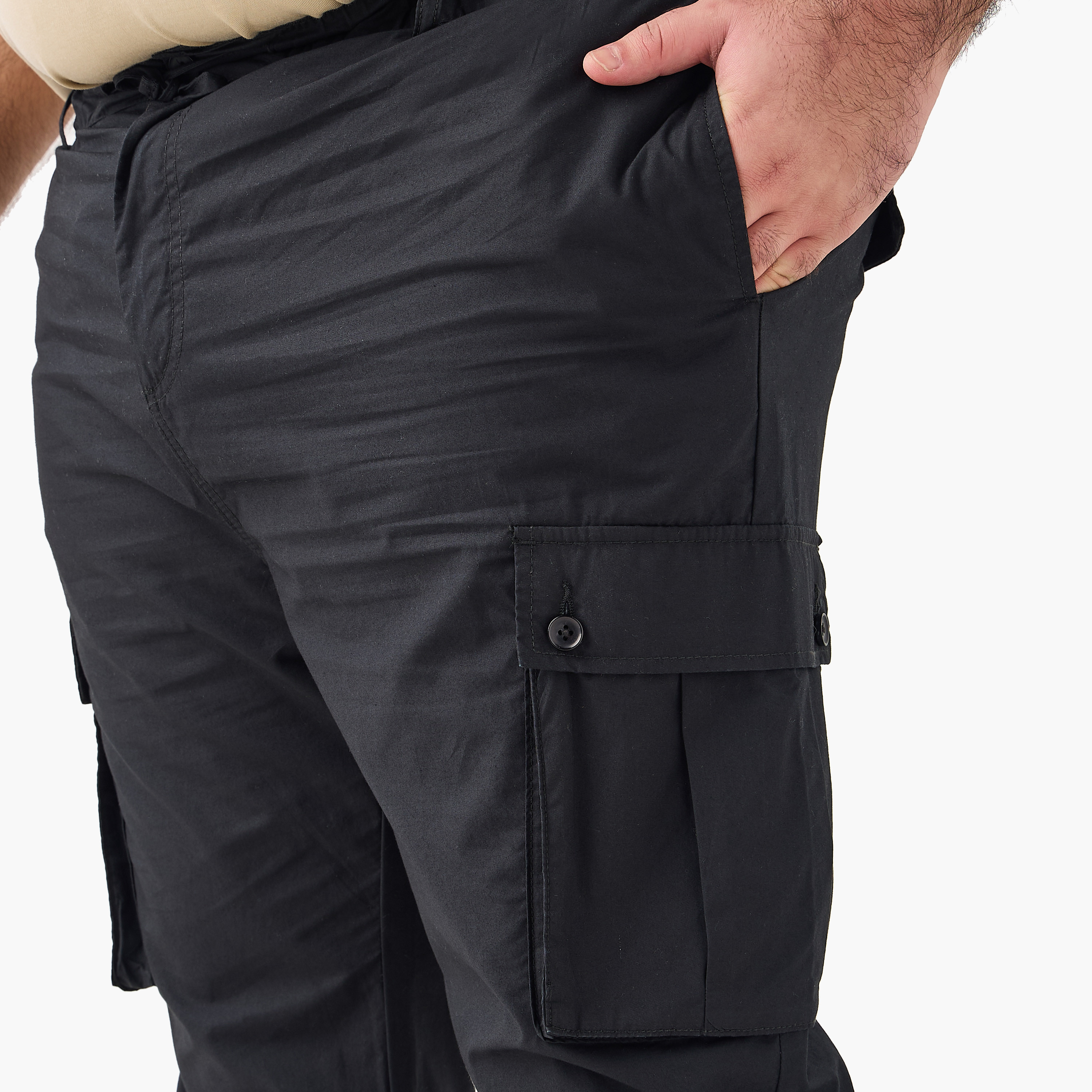 Plus Size Regular Fit Cargo Pants with Button Closure and Pockets-men-clothing-trousersandchinos-trousers-image-4