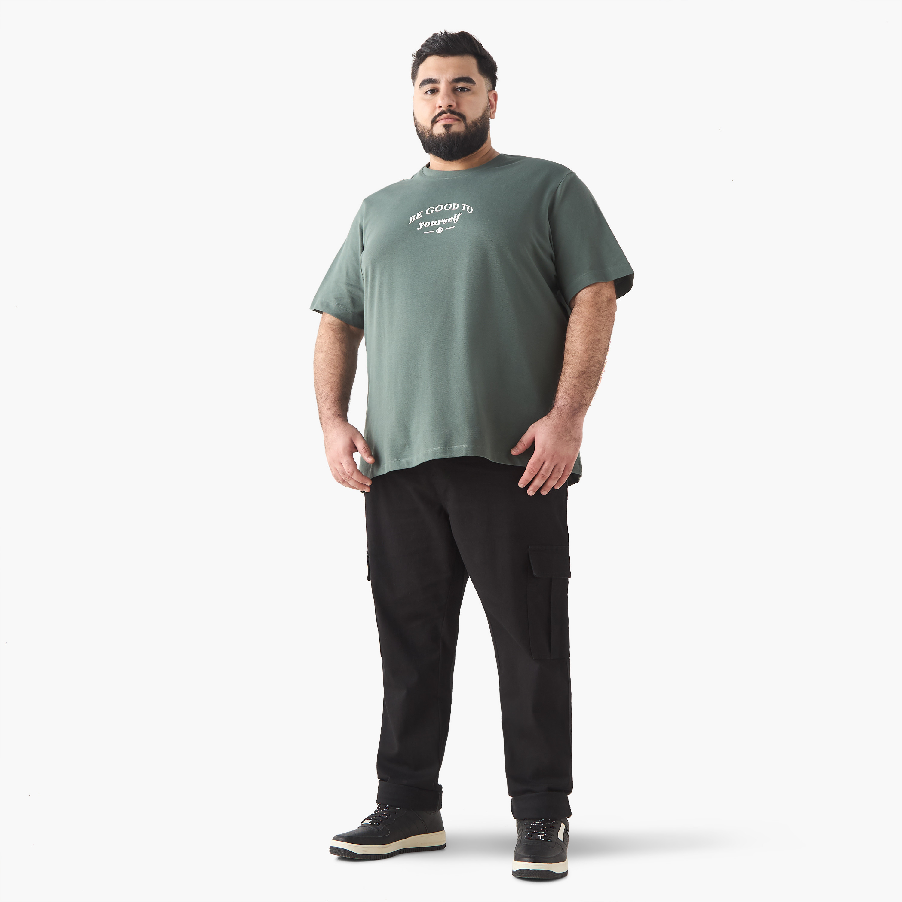 Plus Size Relaxed Fit Denim Cargo Pants with Flexi Waist-men-clothing-bottoms-joggers-image-2