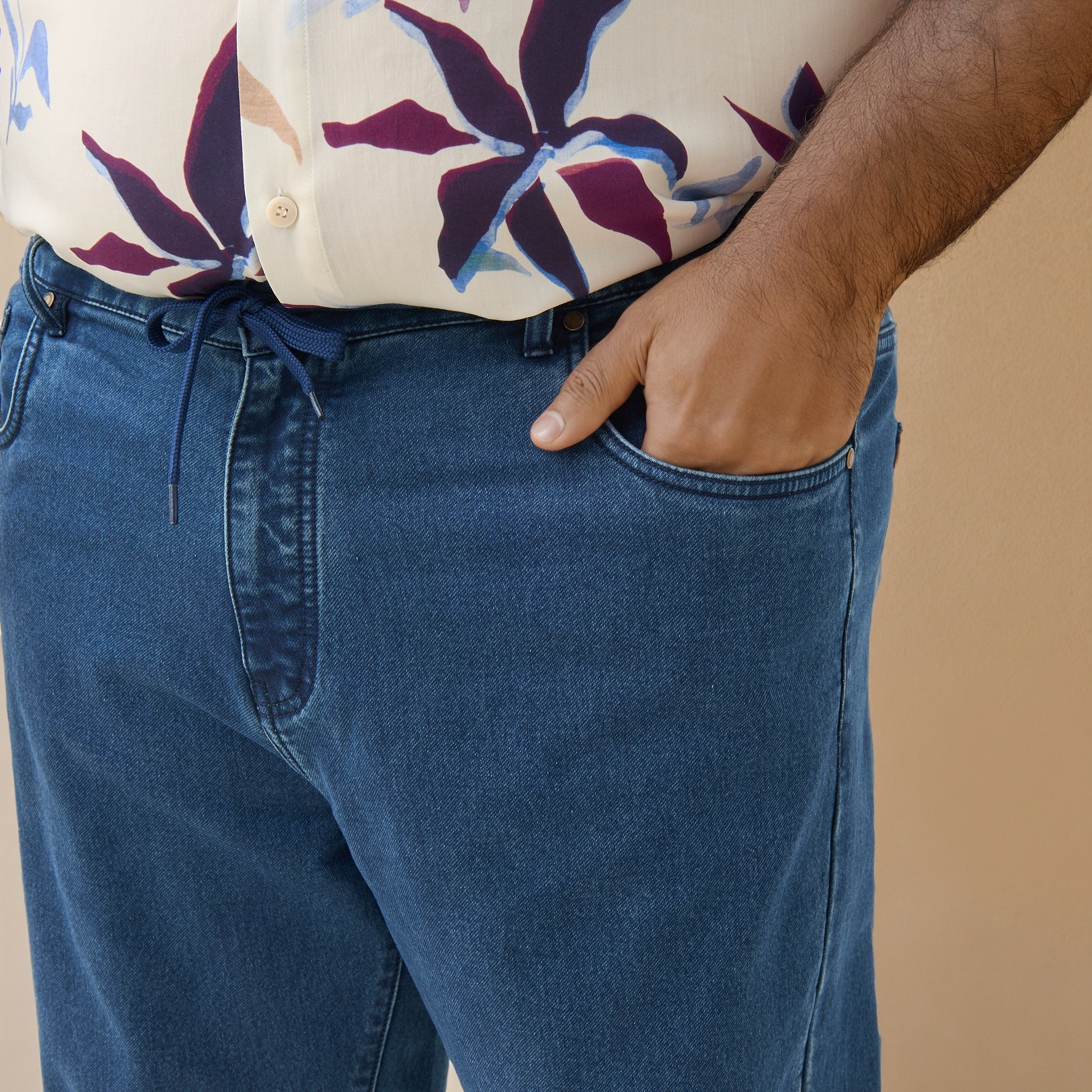 Men Regular Fit Flexi Waist Jeans-men-clothing-bottoms-jeans-image-2
