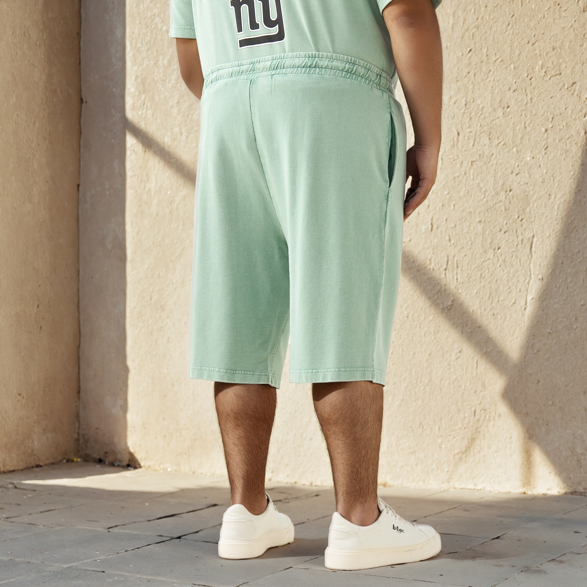 Plus Size New York Giants Print Flexi Waist Shorts with Pockets-men-clothing-bottoms-shorts-image-3