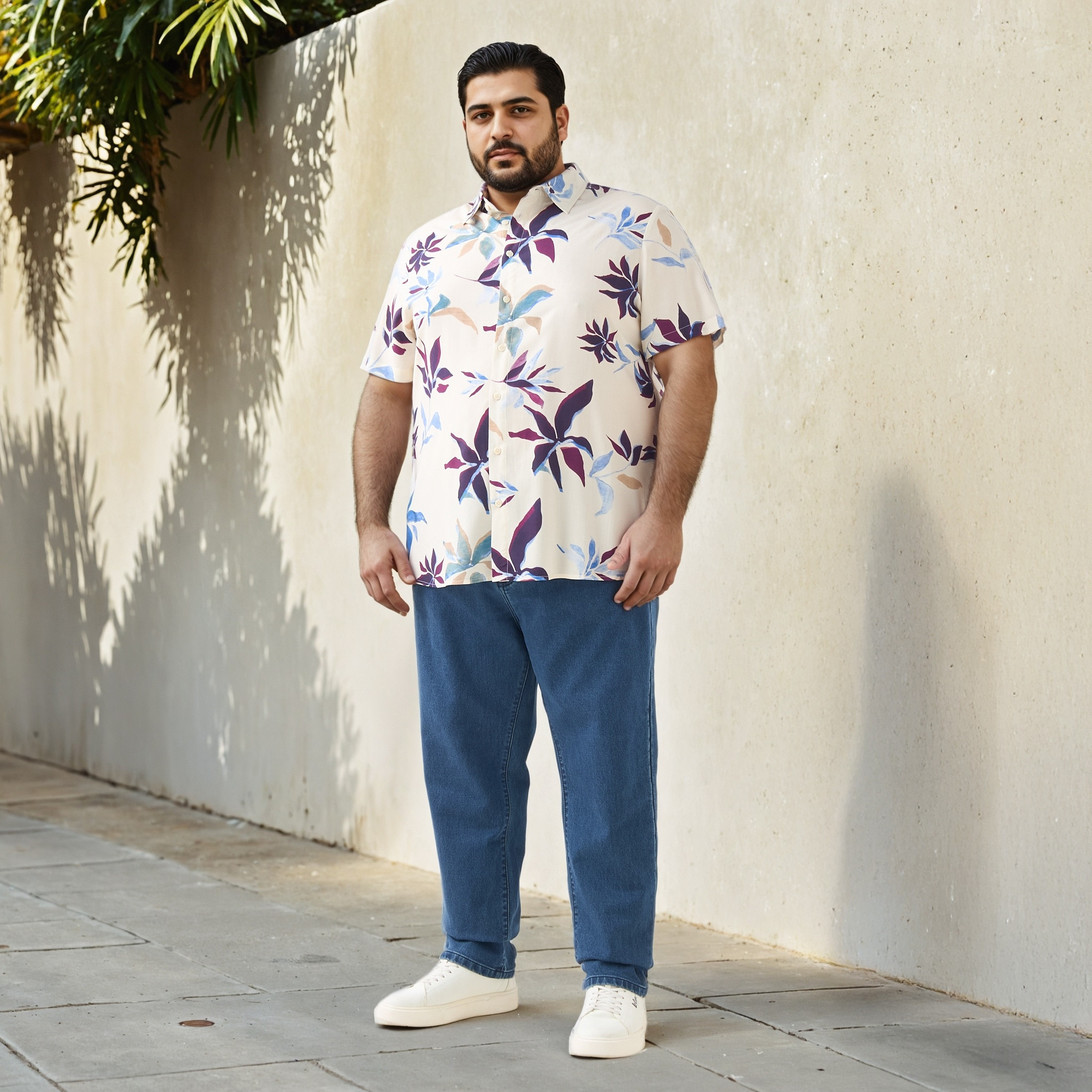 Plus Size Leaf Print Regular Fit Shirt-men-clothing-shirts-image-2