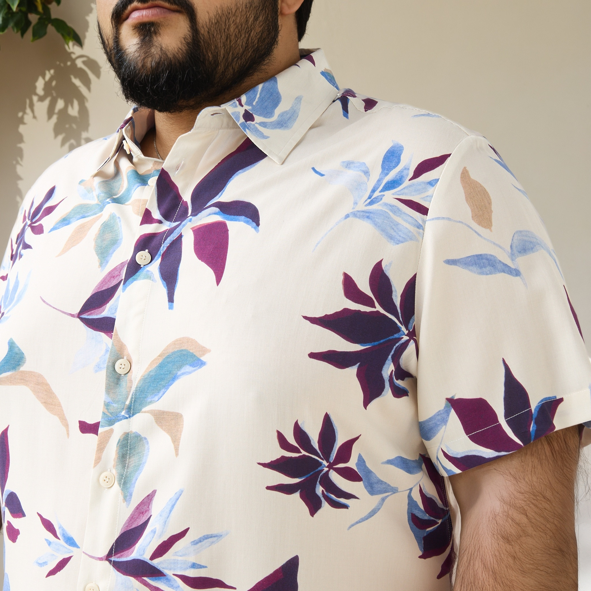 Plus Size Leaf Print Regular Fit Shirt-men-clothing-shirts-image-4