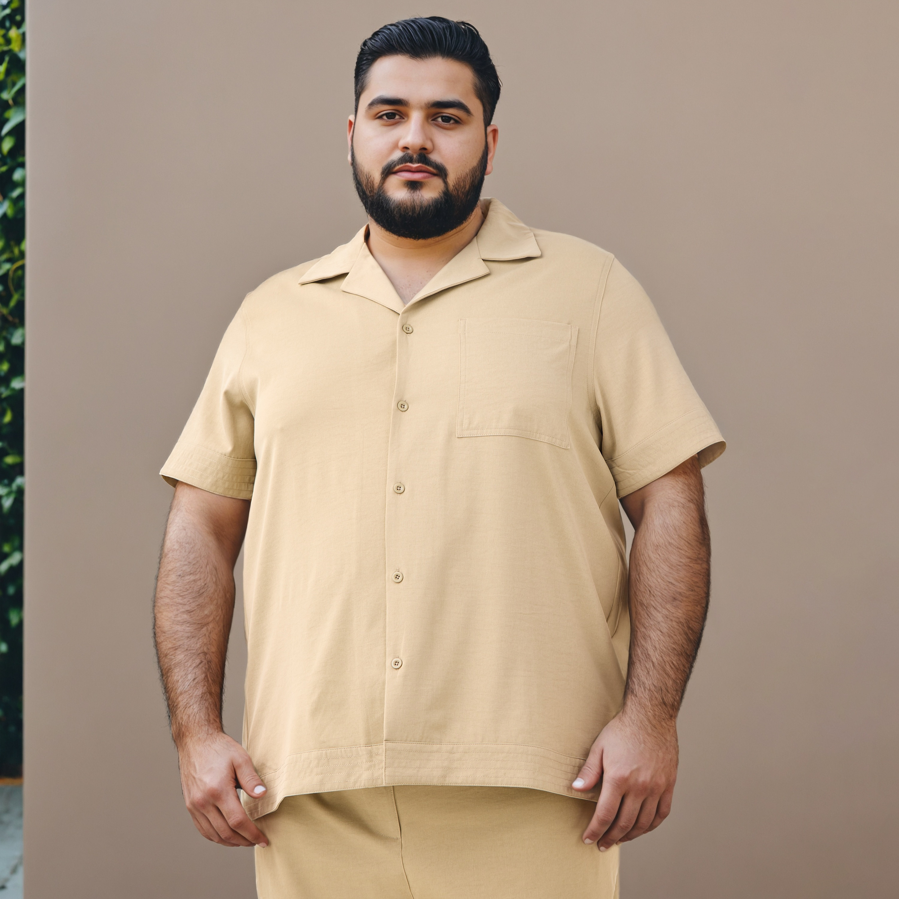 Plus Size Regular Fit Camp Collar Shirt-men-clothing-shirts-image-1