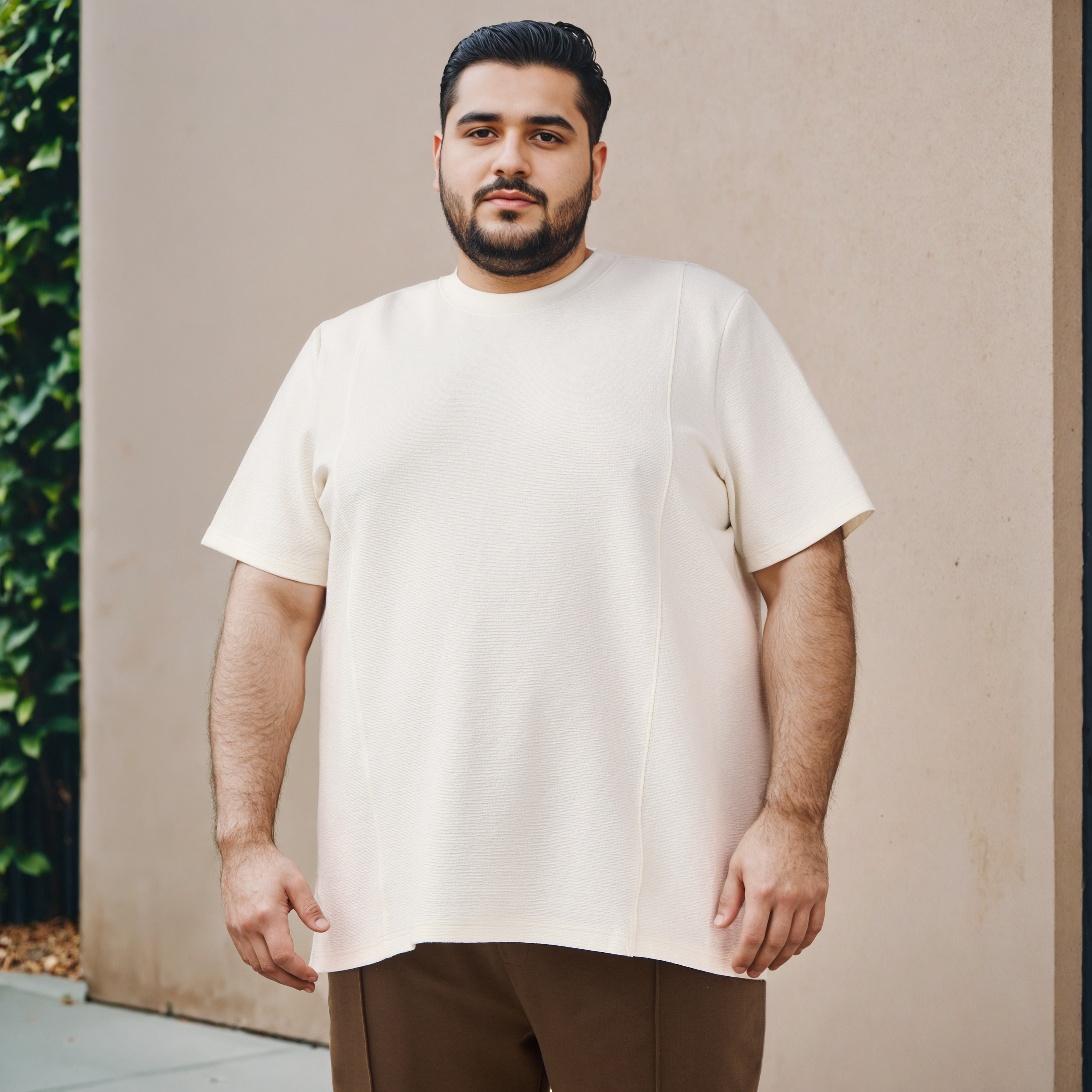 تيشيرت بارز الملمس مقاس كبير بقصة عادية-men-clothing-tshirtsandpolos-tshirts-image-1