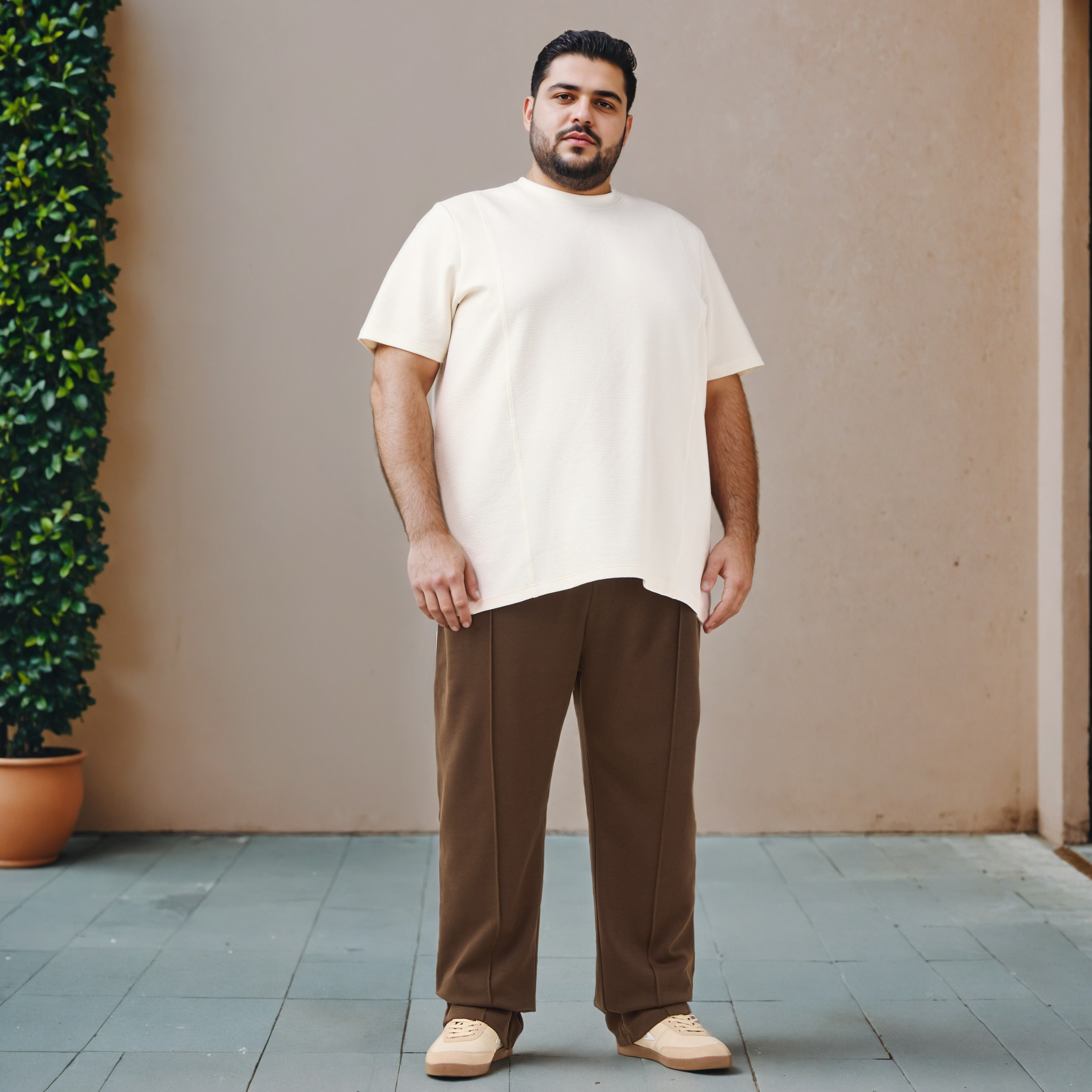 تيشيرت بارز الملمس مقاس كبير بقصة عادية-men-clothing-tshirtsandpolos-tshirts-image-2