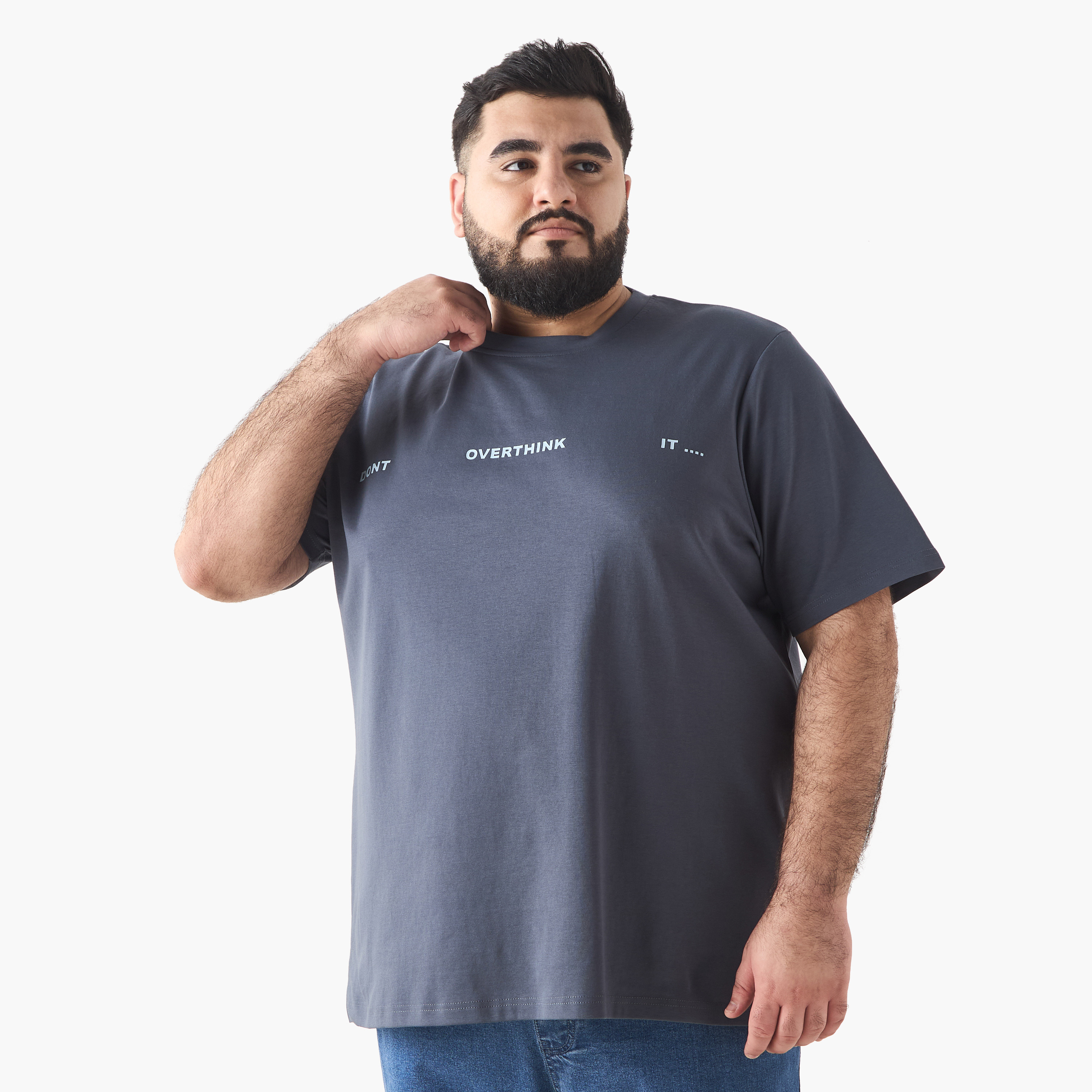 Plus Size Slogan Print Crew Neck T-shirt-men-clothing-tshirtsandpolos-tshirts-image-1