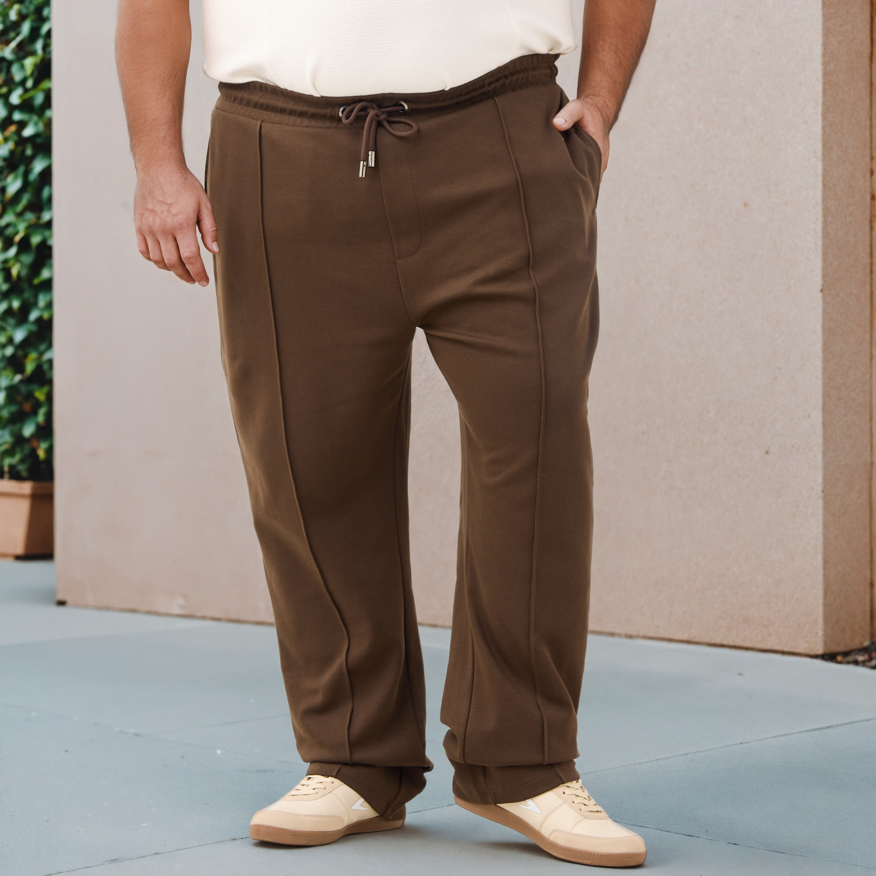 Plus Size Piping Detail Track Pants with Flexi Waist-men-clothing-bottoms-joggers-image-1