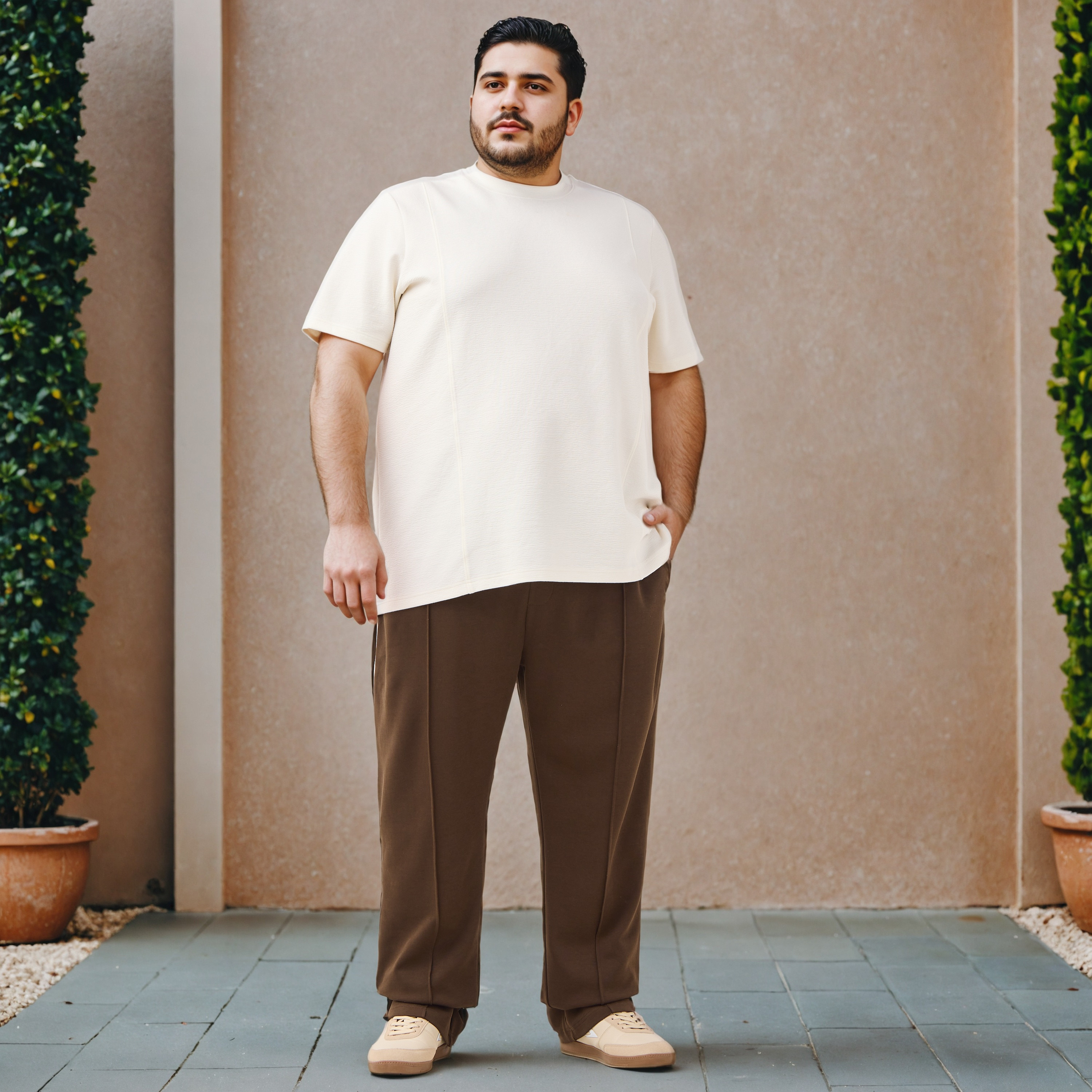 Plus Size Piping Detail Track Pants with Flexi Waist-men-clothing-bottoms-joggers-image-2