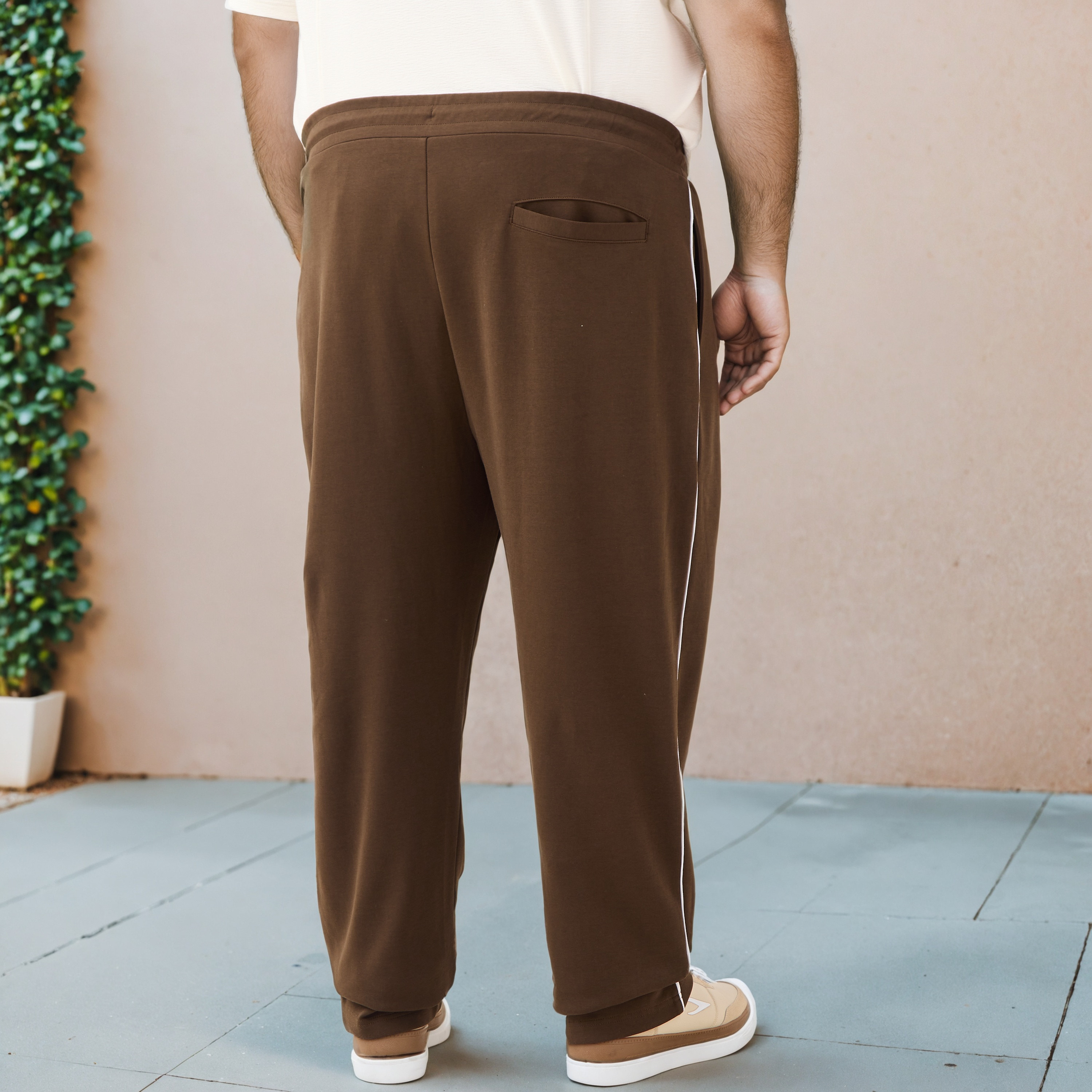 Plus Size Piping Detail Track Pants with Flexi Waist-men-clothing-bottoms-joggers-image-3
