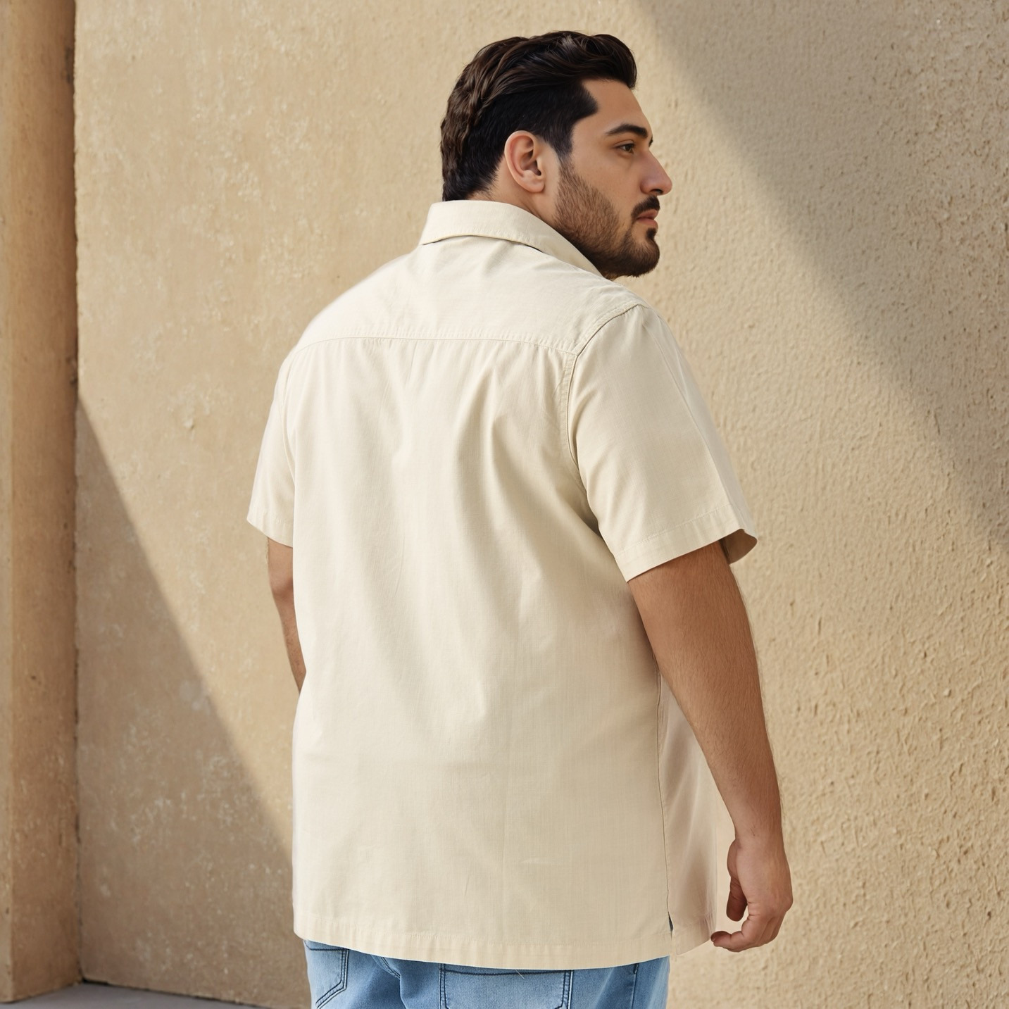 قميص بارز الملمس بقصة عادية مقاس كبير-men-clothing-shirts-image-3