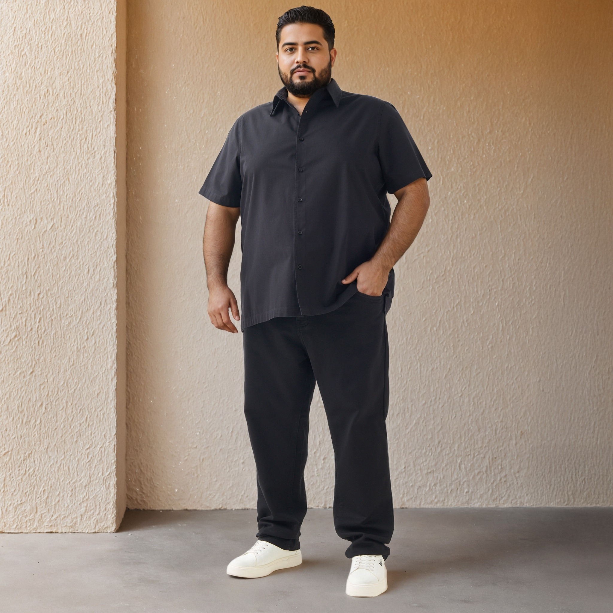 Plus Size Textured Regular Fit Shirt-men-clothing-shirts-image-2